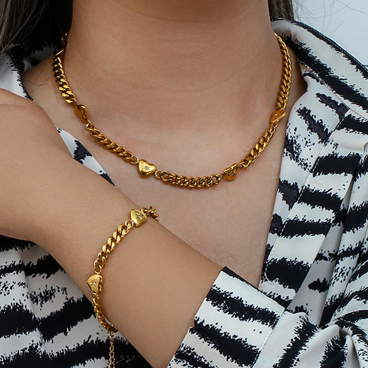 Cuban Link Chain Necklace Bracelet